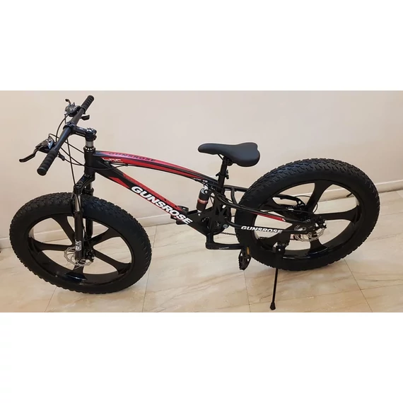 26" FATBIKE 24 sebesség összeteleszkópos vázzal 5 küllős magnézium ötvözet felni fekete-piros 01B