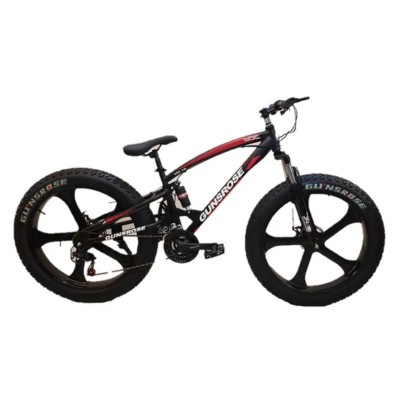 26" FATBIKE 24 sebesség összeteleszkópos vázzal 5 küllős magnézium ötvözet felni fekete-piros 01B