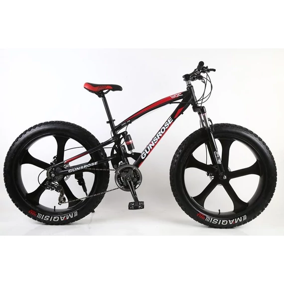 26" FATBIKE 24 sebesség összeteleszkópos vázzal 5 küllős magnézium ötvözet felni fekete-piros 01B